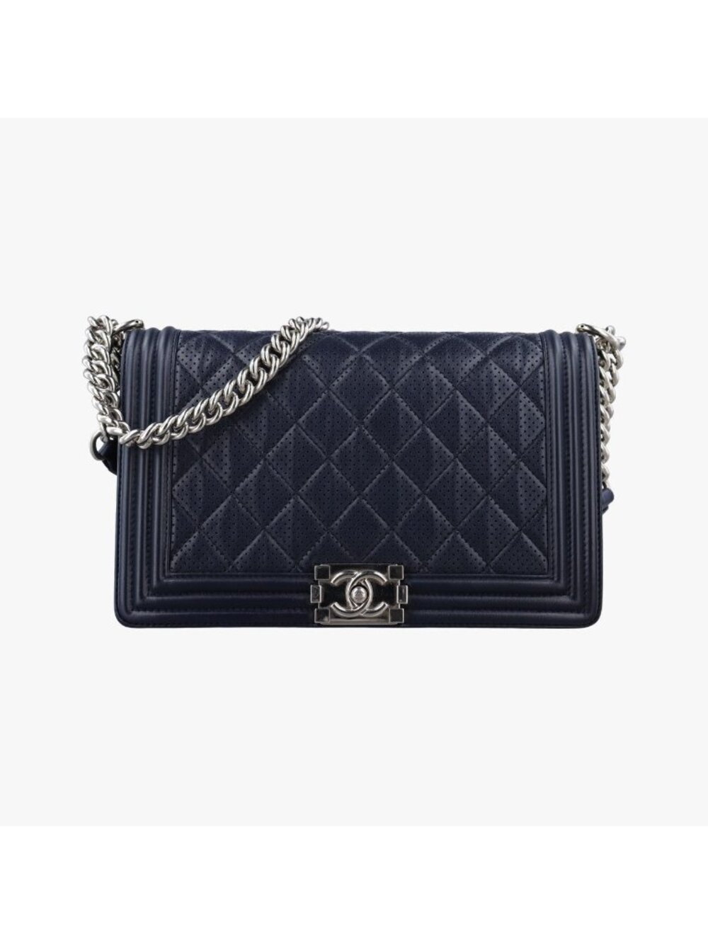 Chanel Boy Quilted CC Logo Navy Lambskin